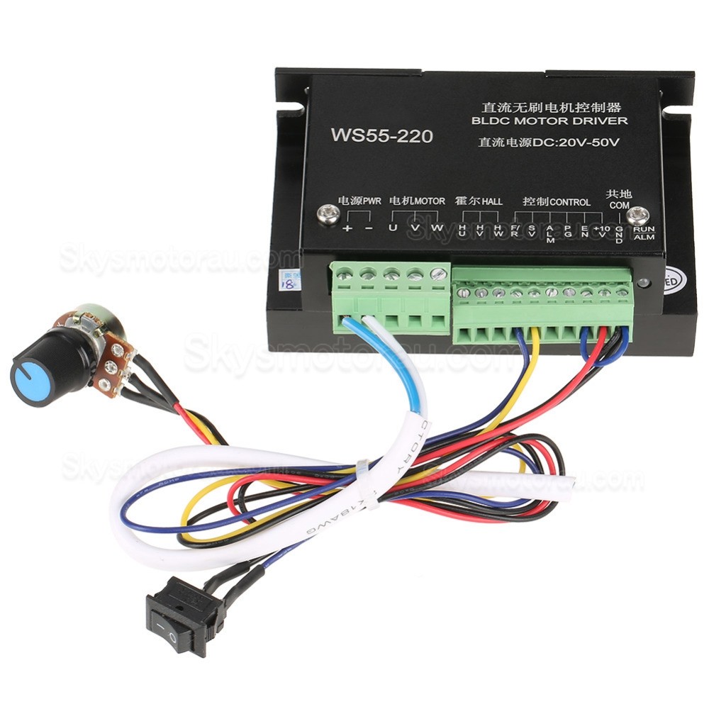 3 Phase BLDC Motor Driver WS55-220 Brushless DC Motor Controller DC20-50V 12A